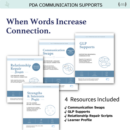 PDA Communication Supports with four resources on a white background