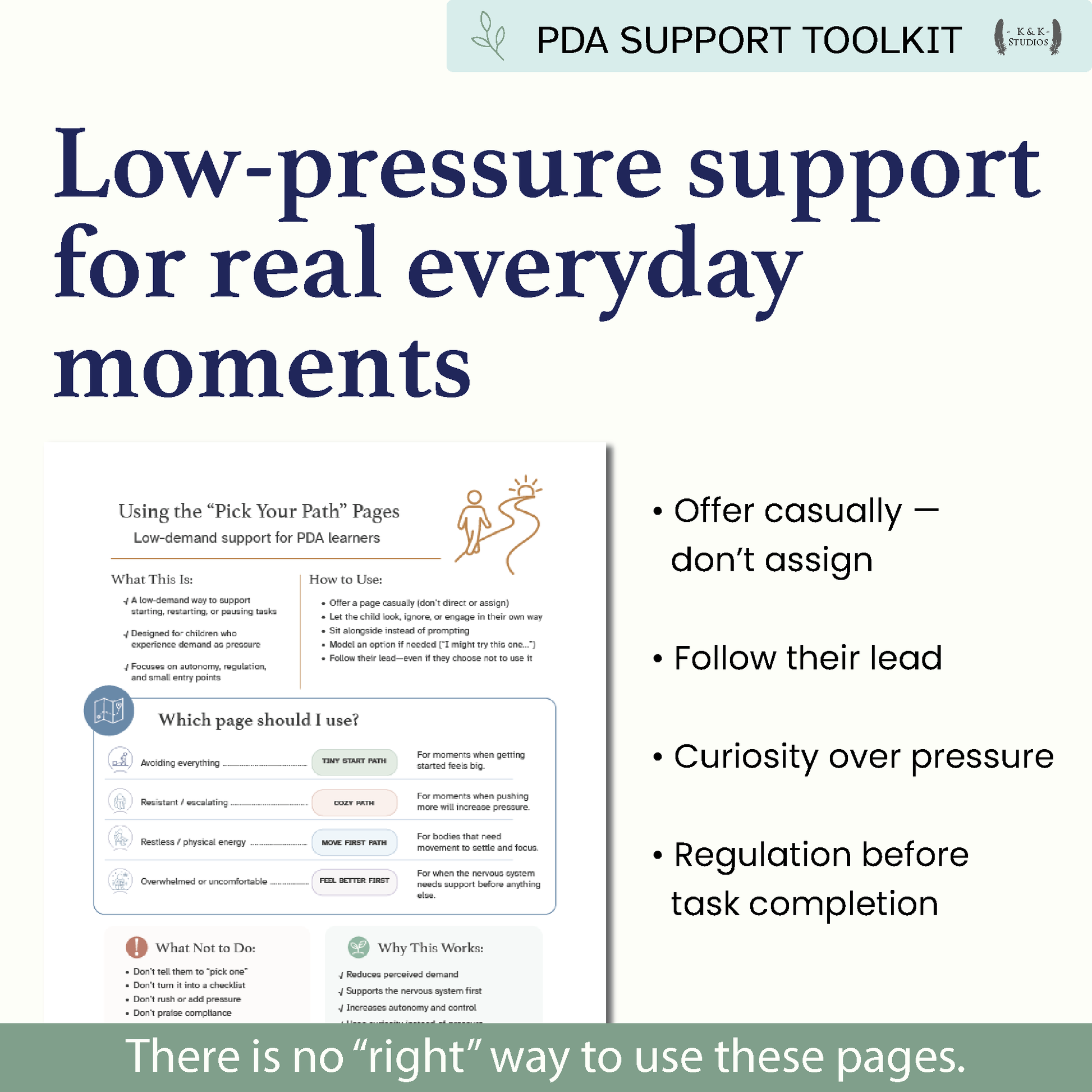 PDA Support Toolkit that helps lower pressure to start