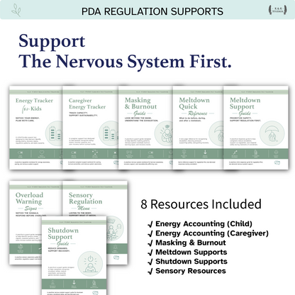 Collection of PDA Regulation support resources on a white background