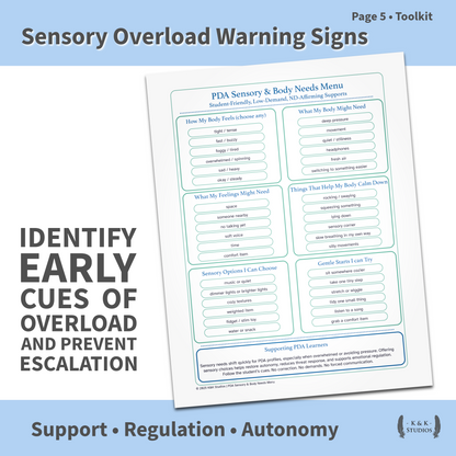 PDA Energy & Sensory Toolkit | Overload Signs & Regulation Supports
