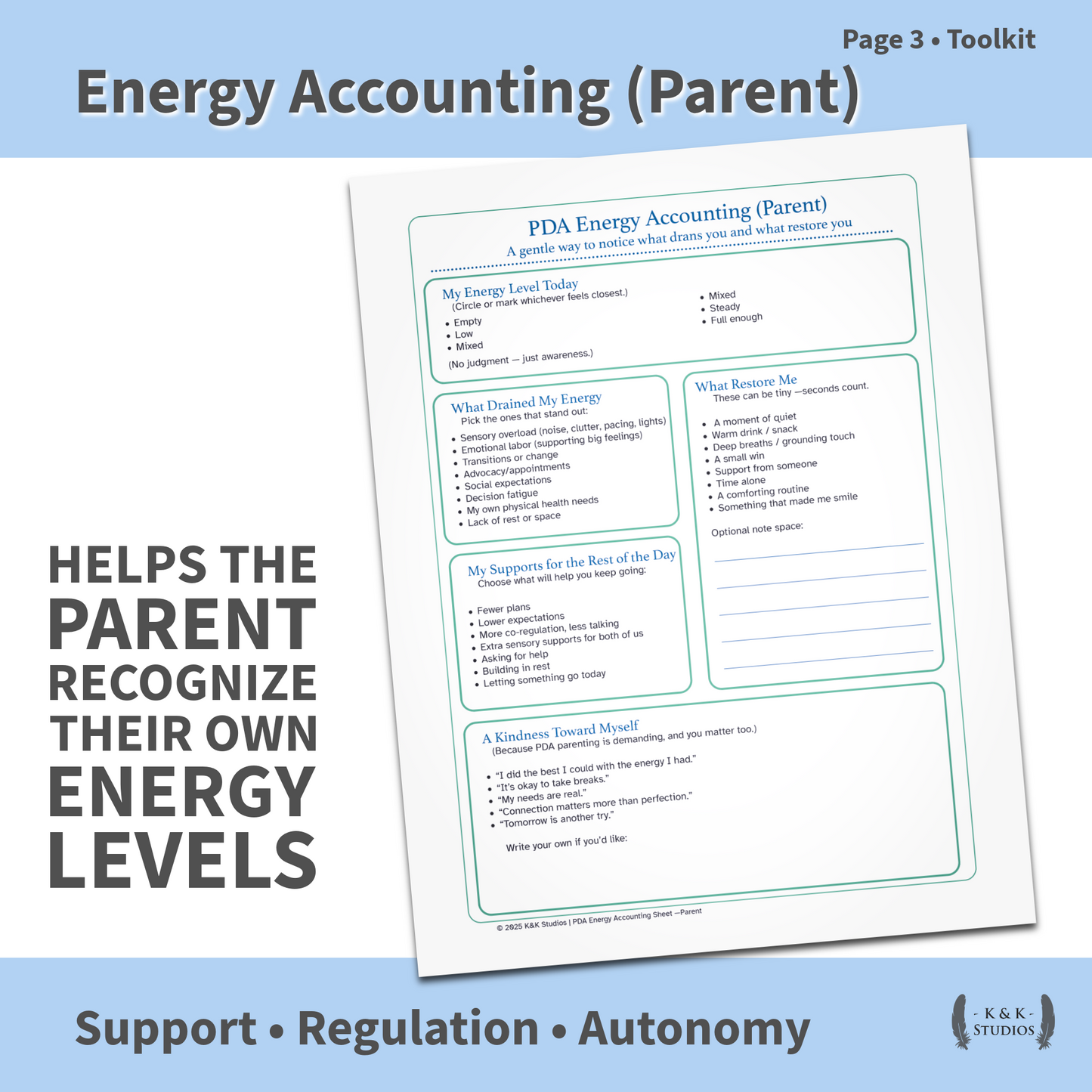 PDA Energy & Sensory Toolkit | Overload Signs & Regulation Supports
