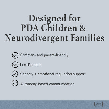 Who it's for — PDA autistic anxiety sensory kids low-demand support tools.