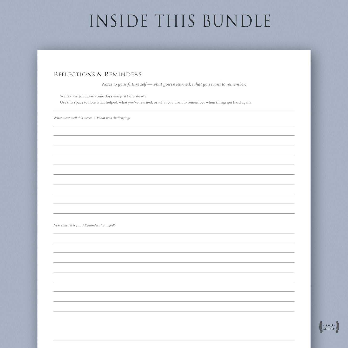 Daily reflection and clarity pages for caregivers