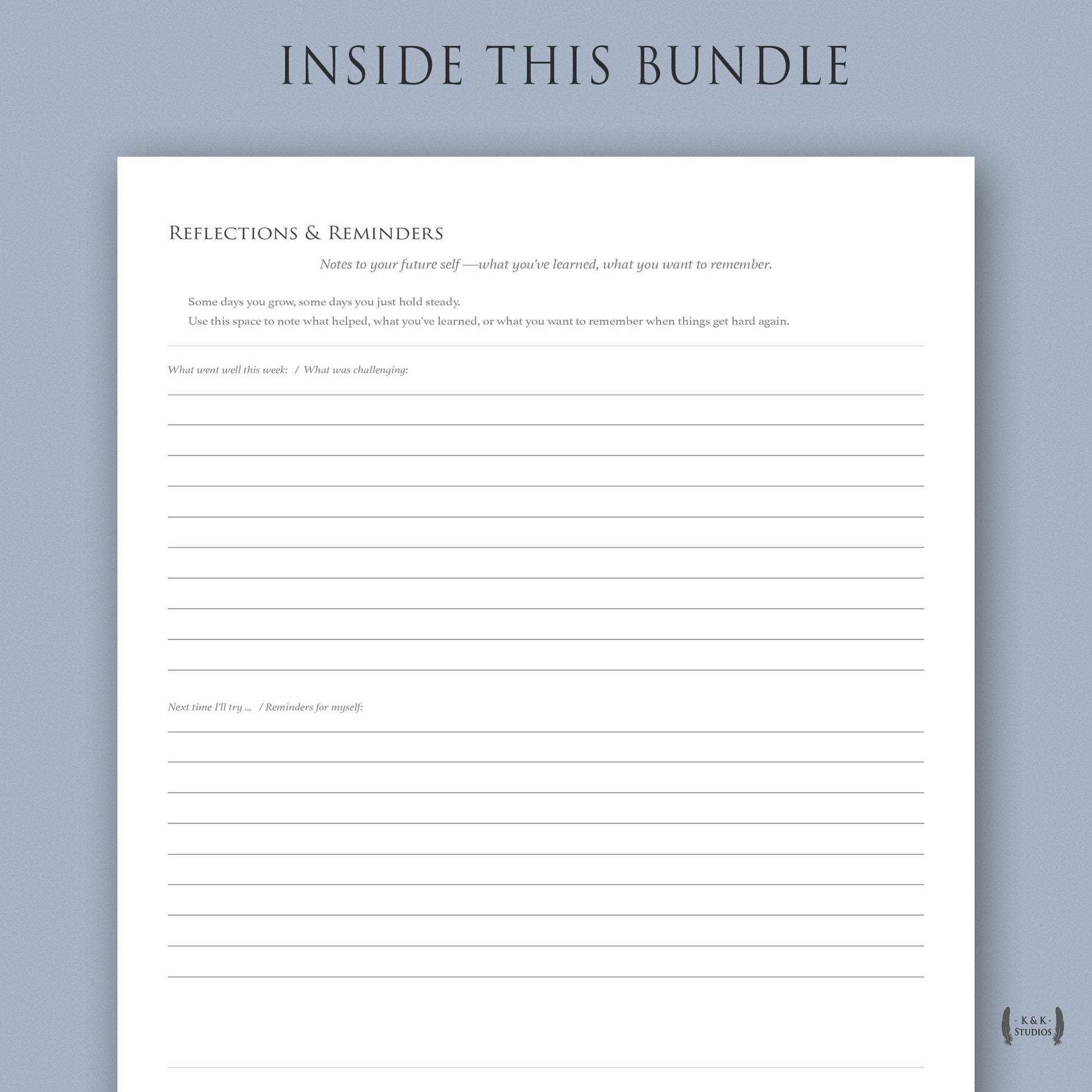 Daily reflection and clarity pages for caregivers