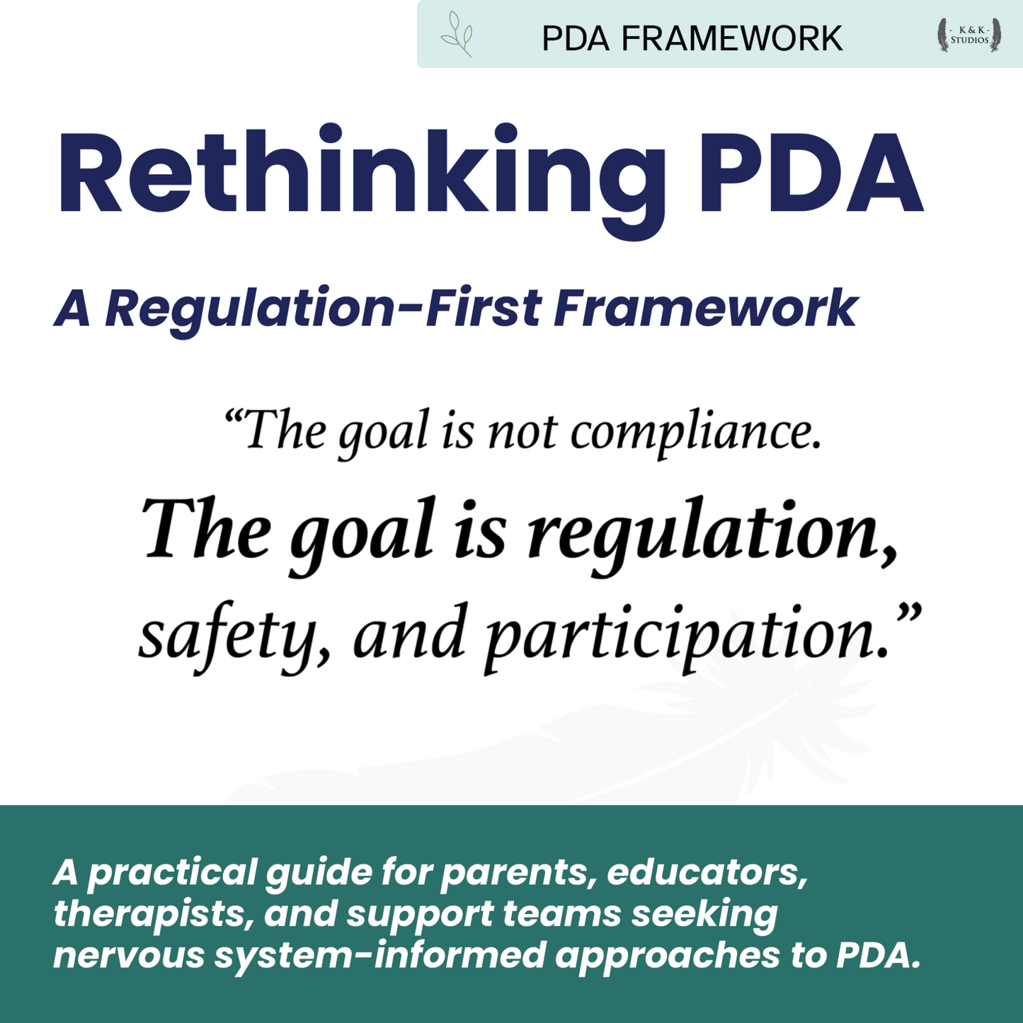 Book cover of 'Rethinking PDA' with text about regulation-first framework and goals.