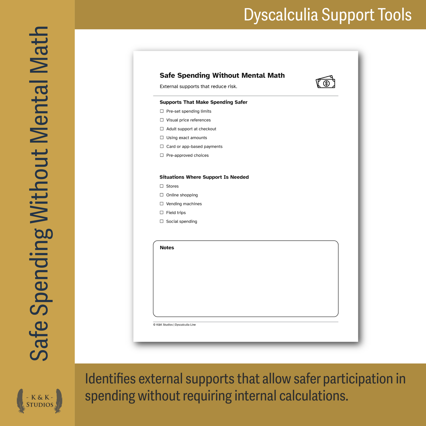 Money Without Mental Math | Dyscalculia Money Support Pack | Safe Spending & Daily Life Access Tools