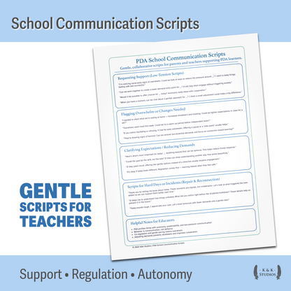 PDA School Communication & Homework Bundle | Low-Demand Supports