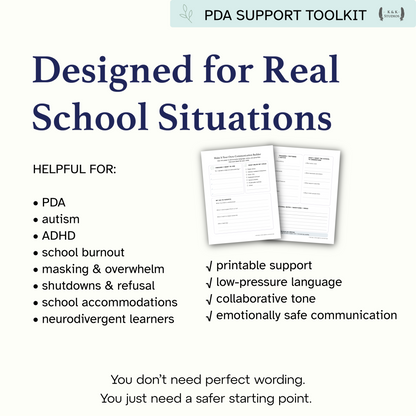 PDA School Communication Scripts | Collaborative Advocacy & Lower-Pressure Support Language