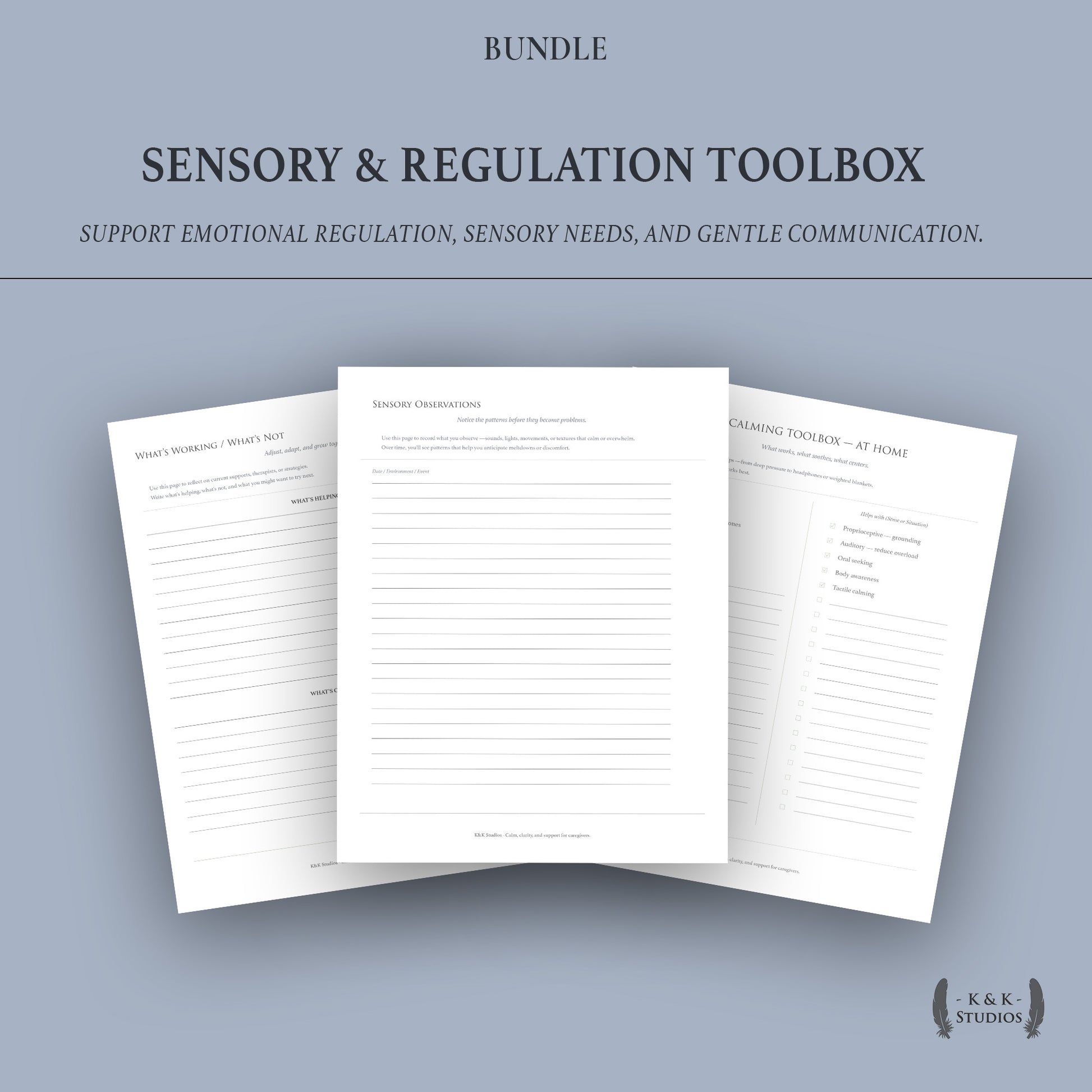 Sensory & Regulation Toolbox printable cover