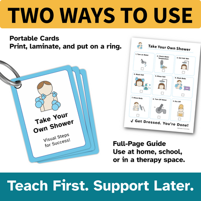 Take a Shower Helper | Autism & ADHD Daily Living Skills Visual Routine Cards
