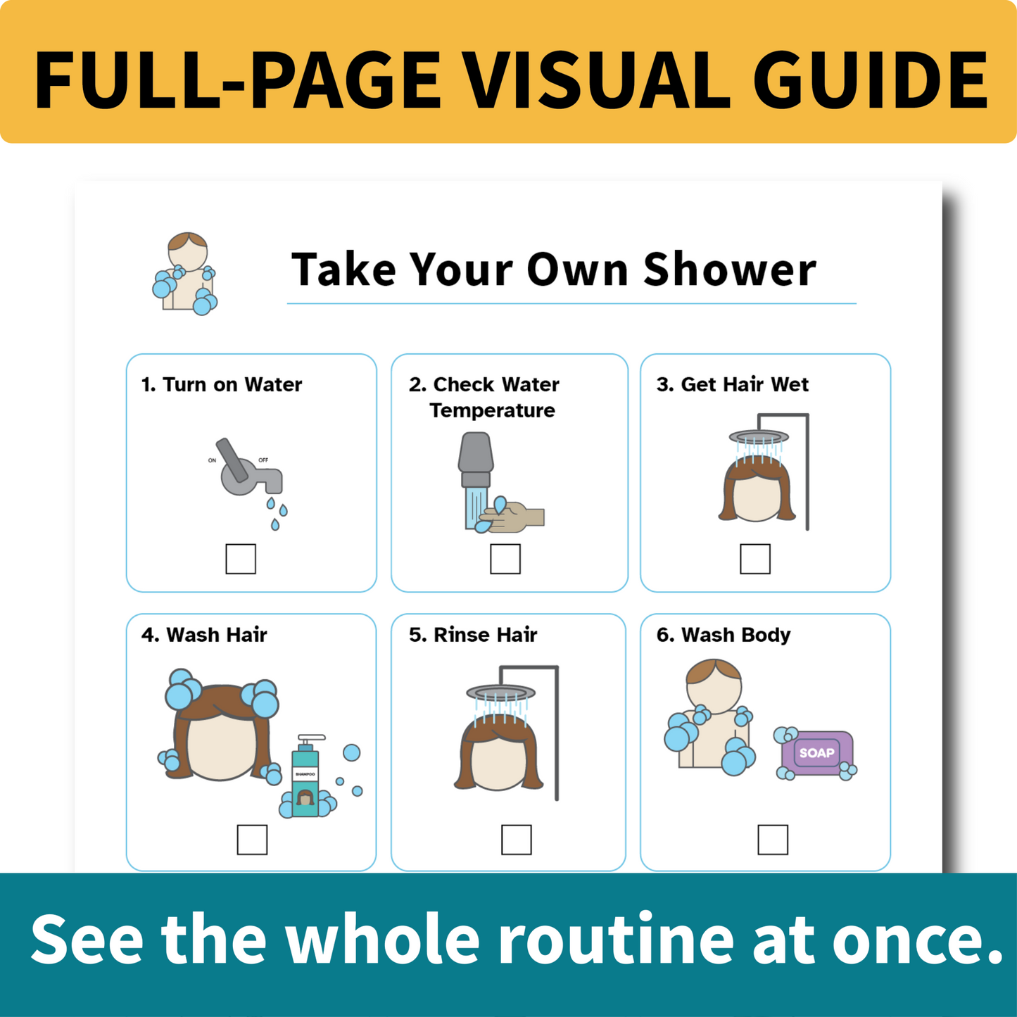 Take a Shower Helper | Autism & ADHD Daily Living Skills Visual Routine Cards