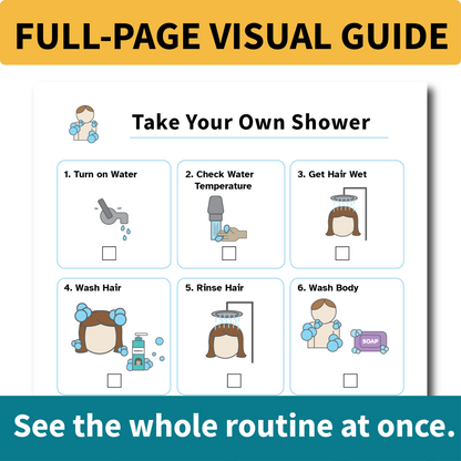 Take a Shower Helper | Autism & ADHD Daily Living Skills Visual Routine Cards
