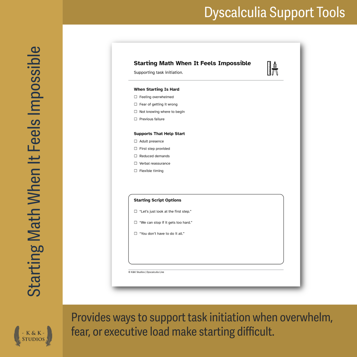 Executive Function & Math Load | Dyscalculia Support Pack | Reduce Overwhelm - Task Initiation Stress