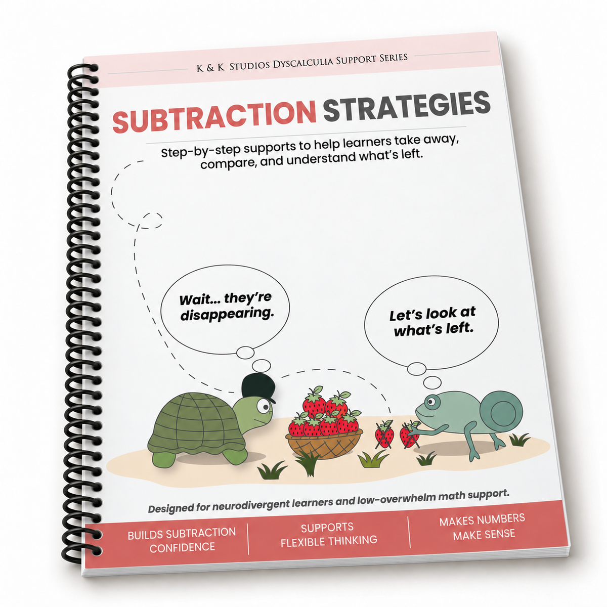 Subtraction Strategies printed coil-bound workbook cover.