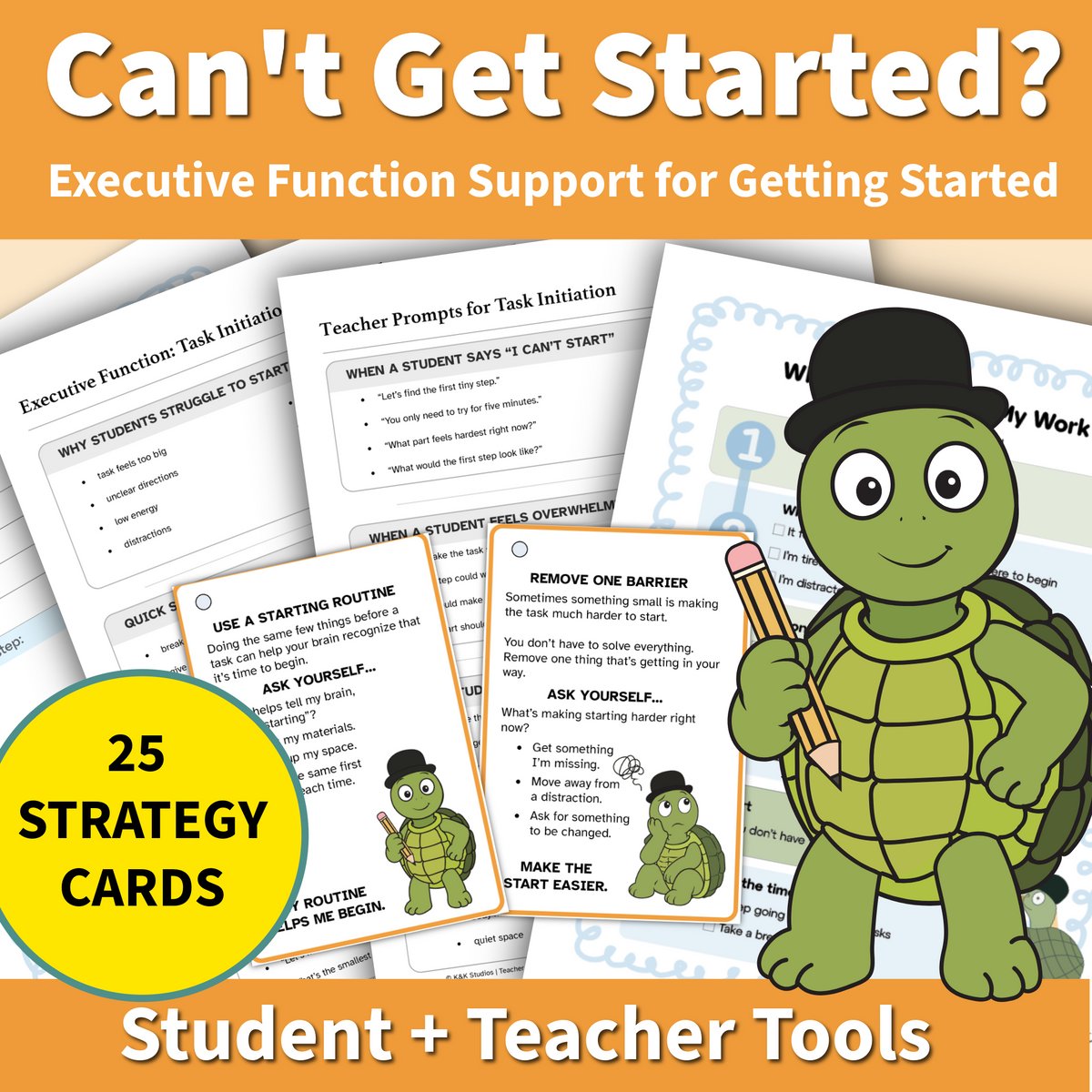 Task Initiation Strategy Cards and Teacher Supports printable resource cover.