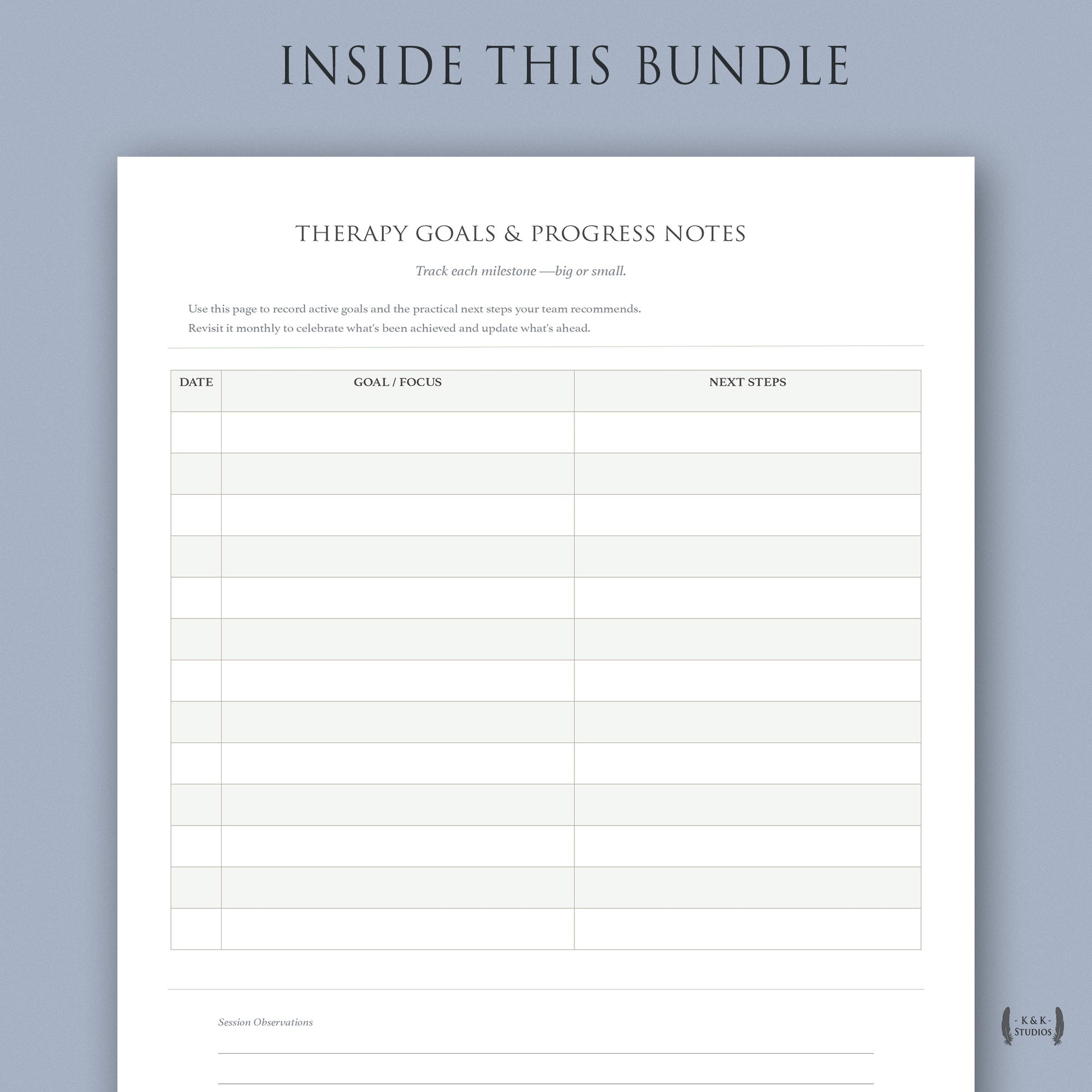 Progress notes by provider worksheet for OT PT SLP