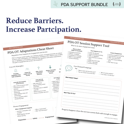PDA Therapy Team Resource Bundle for OT, PT & SLP