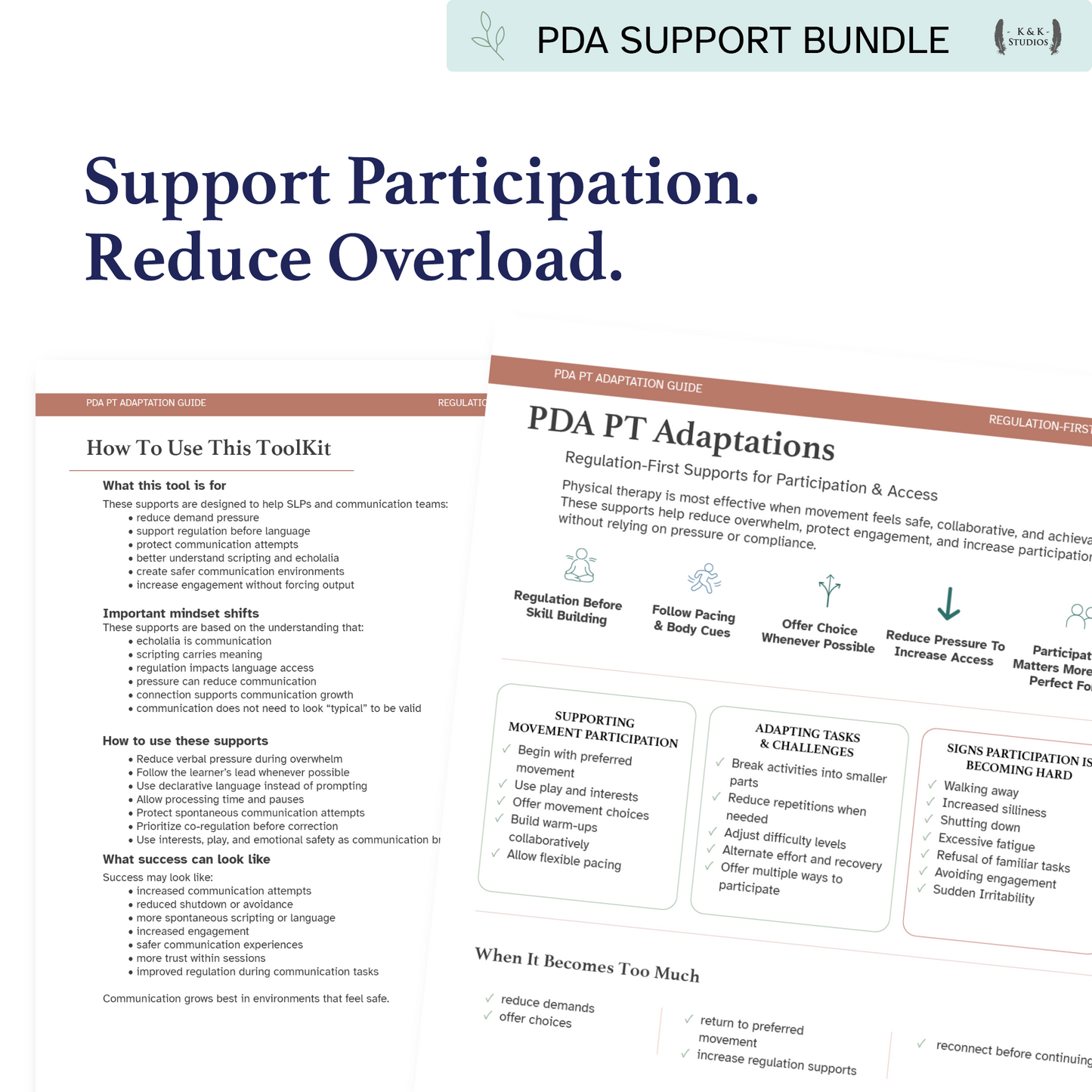 PDA Therapy Team Resource Bundle for OT, PT & SLP