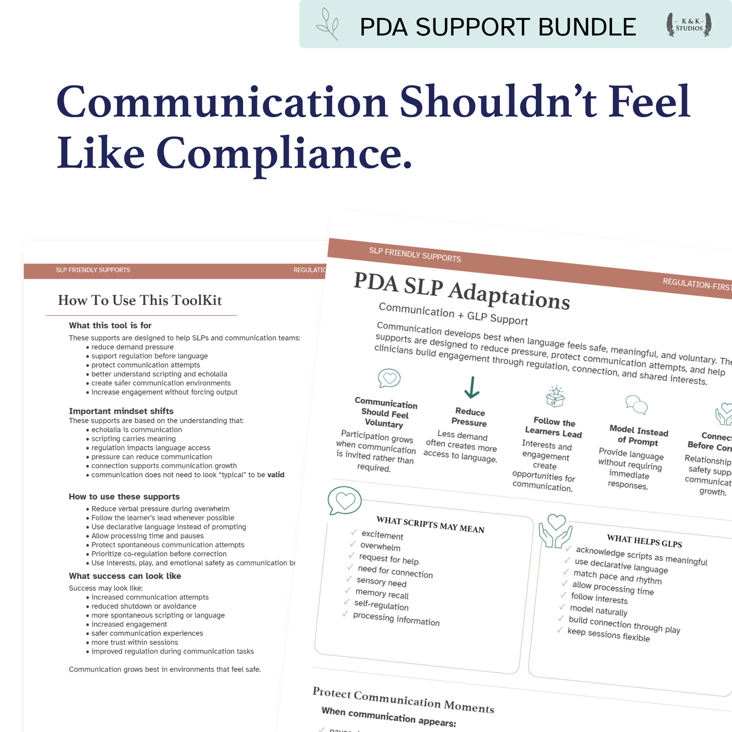PDA Therapy Team Resource Bundle for OT, PT & SLP