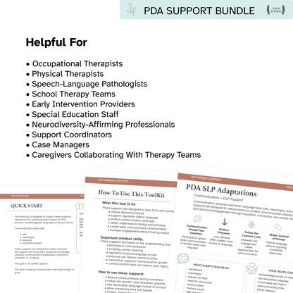PDA Therapy Team Resource Bundle for OT, PT & SLP
