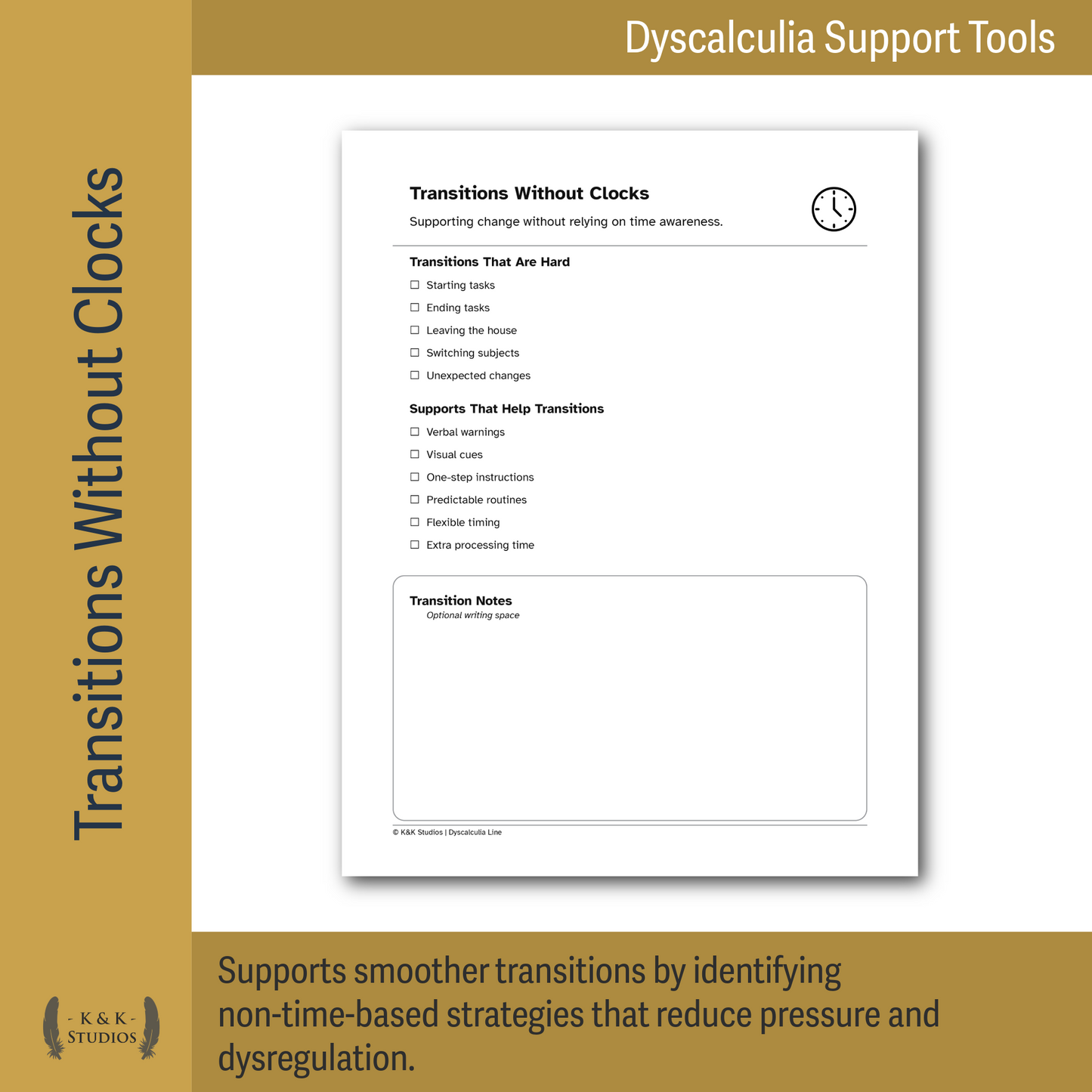 Time Without Time Sense | Dyscalculia Time Support Pack | Caregiver - Teacher Tools for Transitions, Planning & Regulation