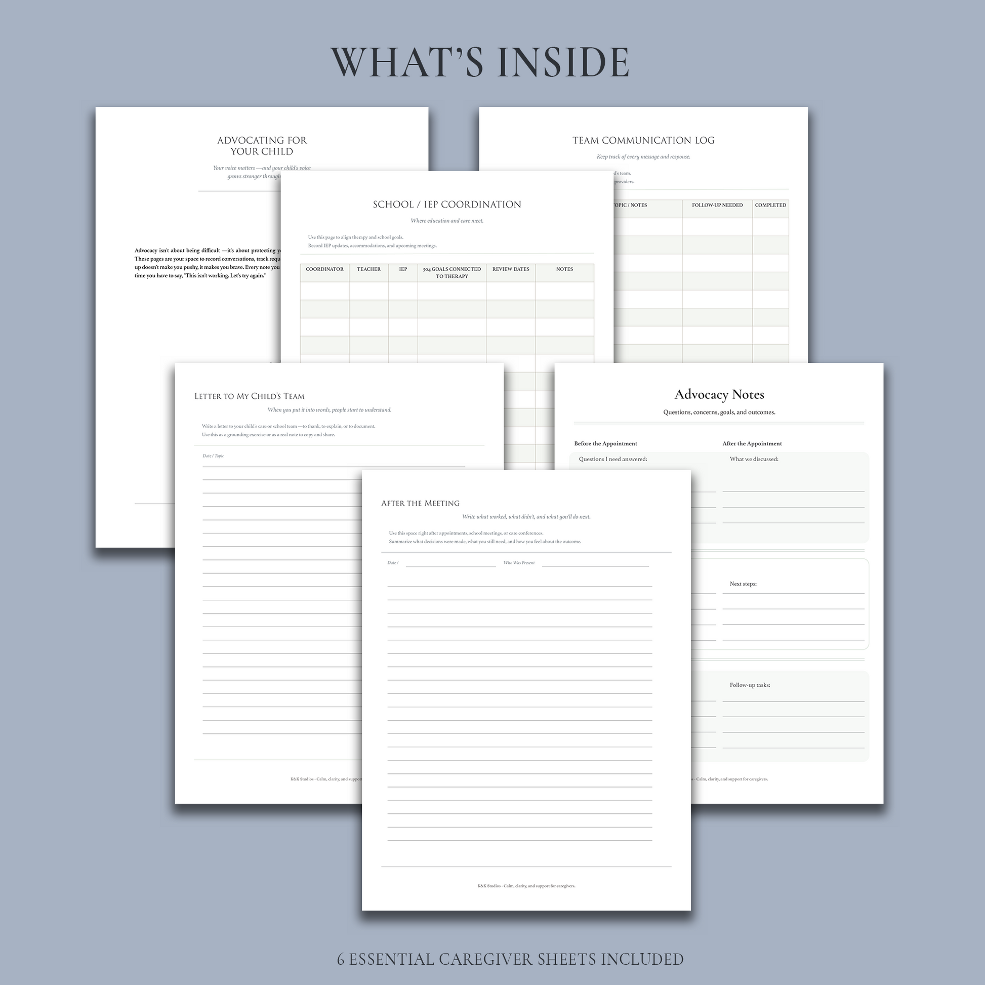 Team communication log for teachers and therapists