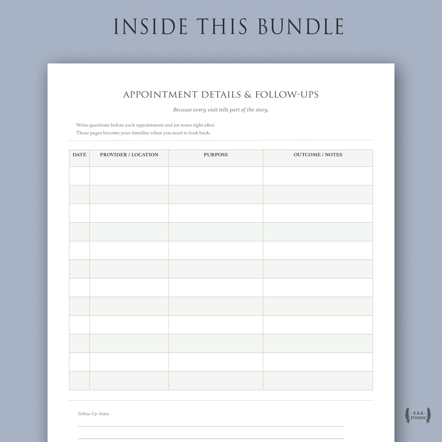 Appointment notes and doctor follow-up tracker