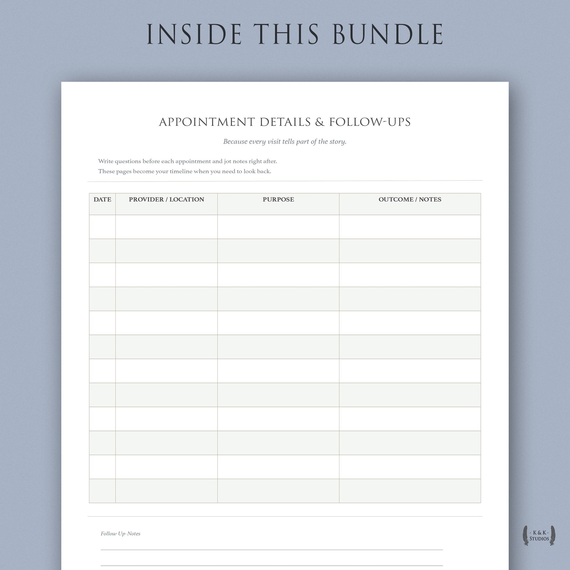 Appointment notes and doctor follow-up tracker