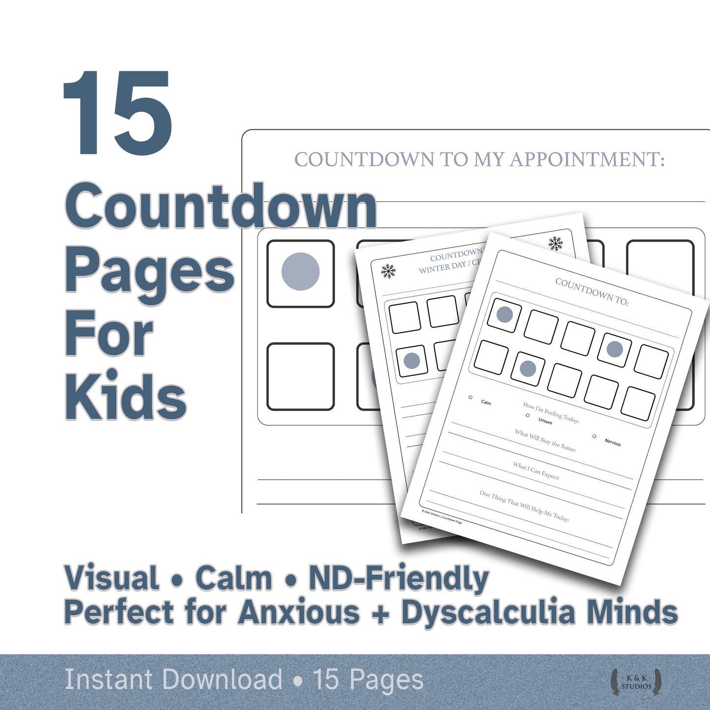 15 Visual Countdown Pages for Kids | Calm + ND-Friendly Printable Bundle