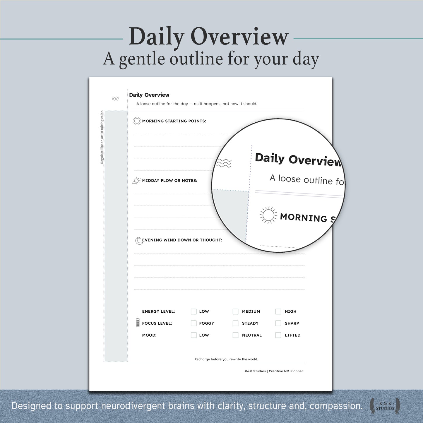 The Neurodivergent Mind Companion — Digital & Printable Planner (ND-Friendly, GoodNotes Ready)