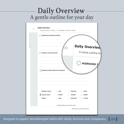 The Neurodivergent Mind Companion — Digital & Printable Planner (ND-Friendly, GoodNotes Ready)