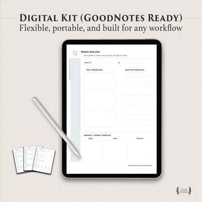 The Neurodivergent Mind Companion — Digital & Printable Planner (ND-Friendly, GoodNotes Ready)