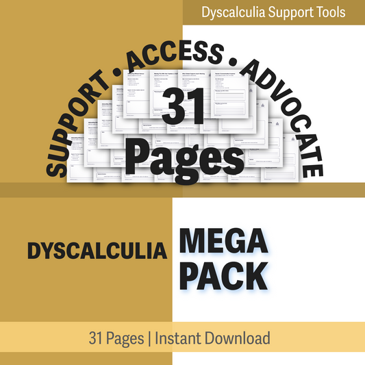 Dyscalculia Mega Support Pack | Advocacy, EF, Time, Money & School Access Tools
