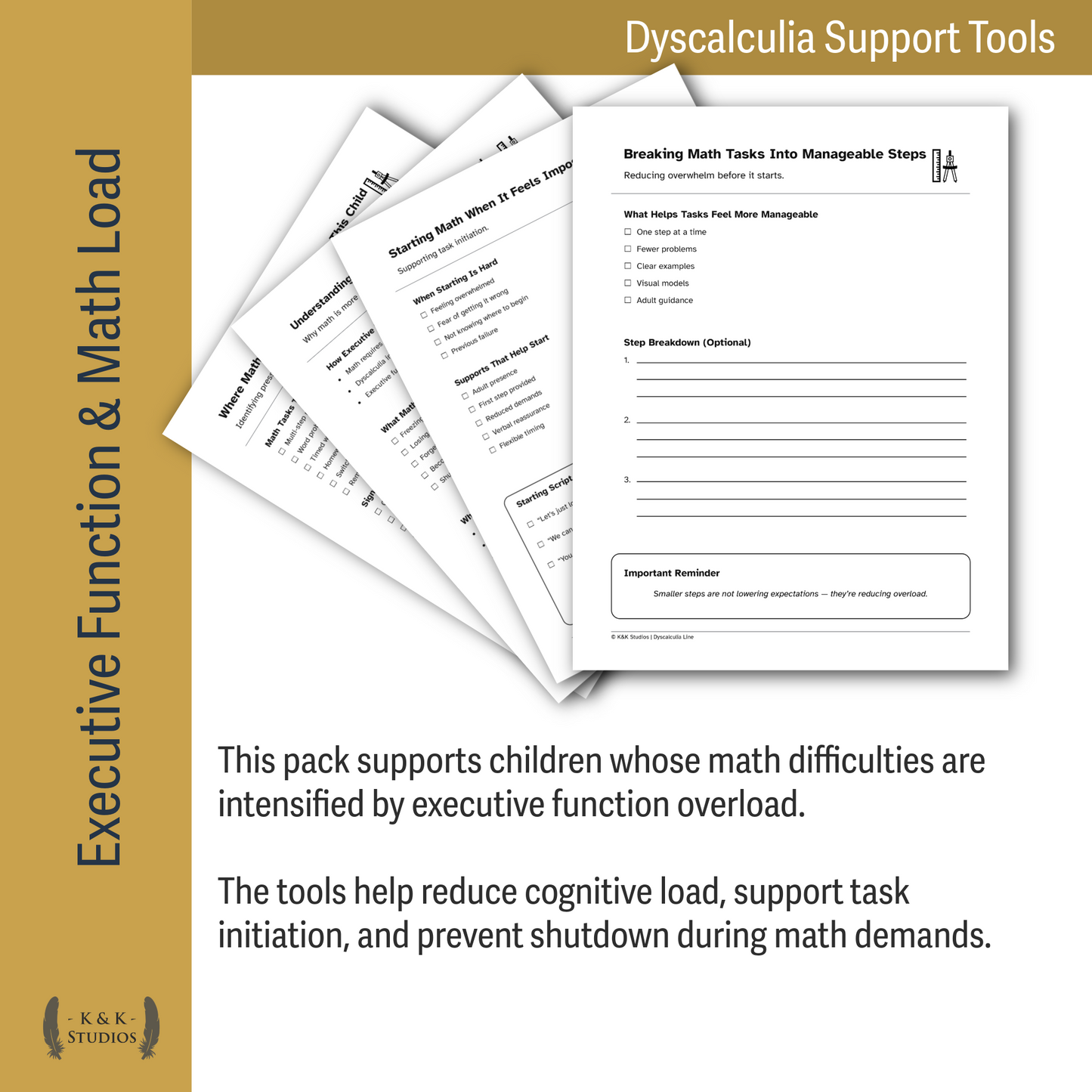 Dyscalculia Mega Support Pack | Advocacy, EF, Time, Money & School Access Tools