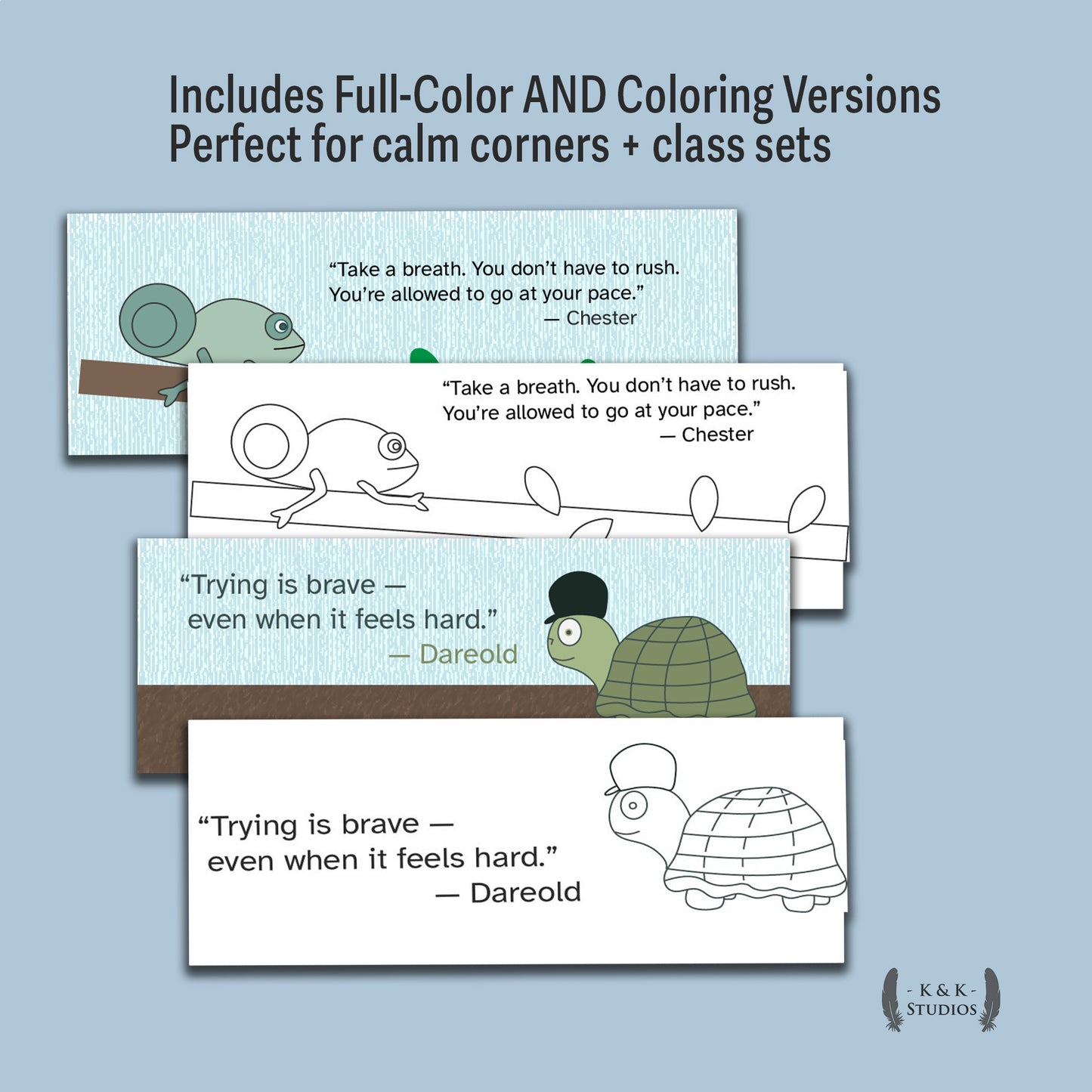 Dareold’s SEL Bookmark Set — Gentle Math & Mindset Reminders (Color + B&W)