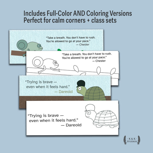 Dareold’s SEL Bookmark Set — Gentle Math & Mindset Reminders (Color + B&W)