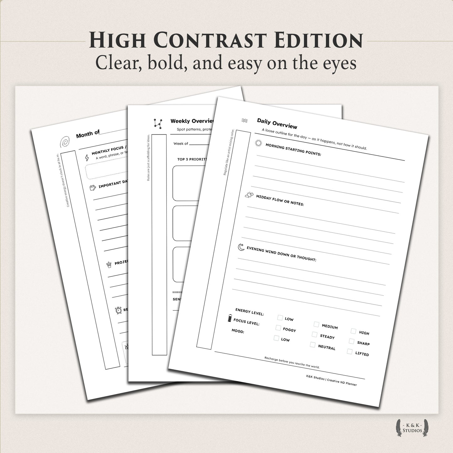 The Neurodivergent Mind Companion — Digital & Printable Planner (ND-Friendly, GoodNotes Ready)