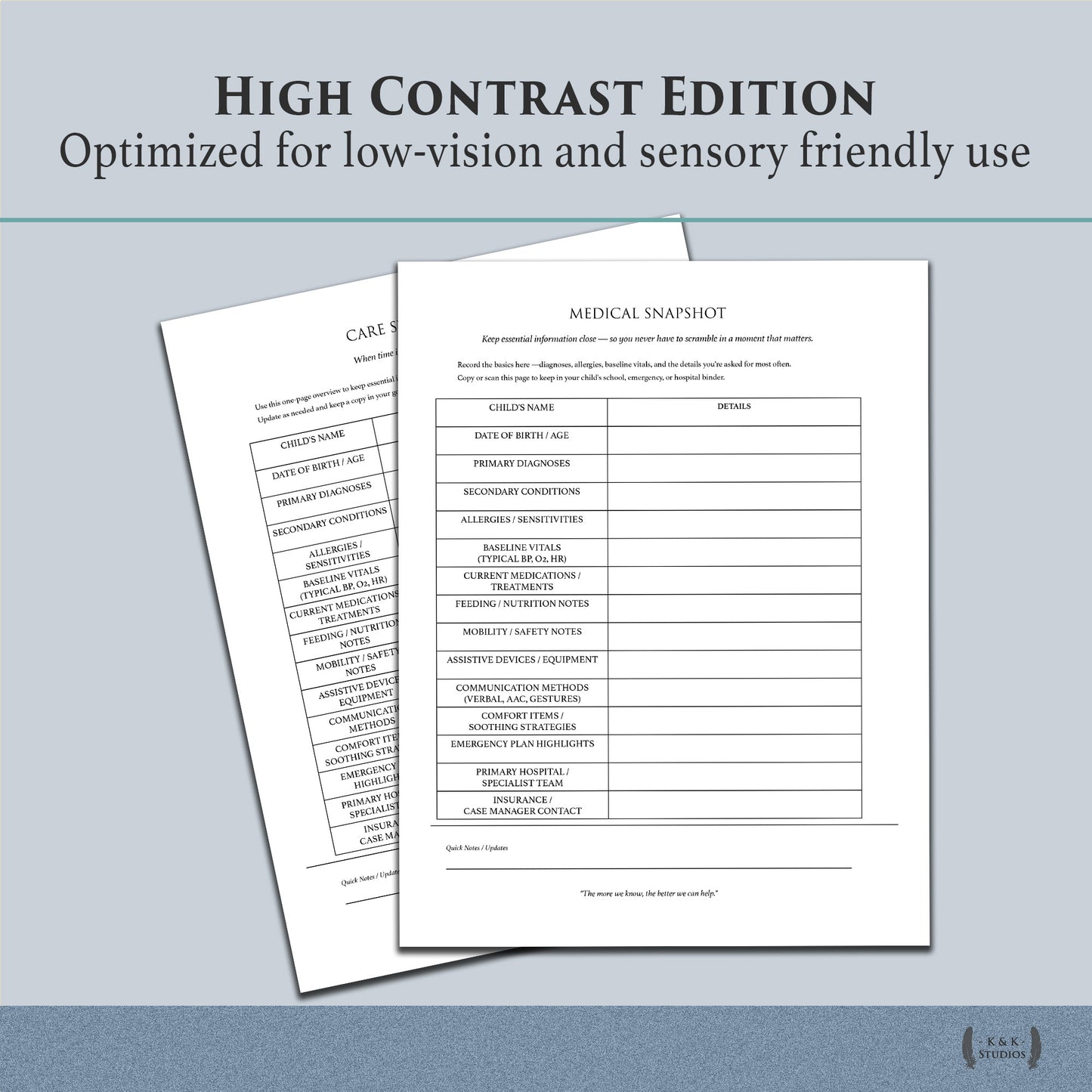 Medically Complex Kiddo Planner — Complete Caregiving System (Color + Print-Friendly PDF)