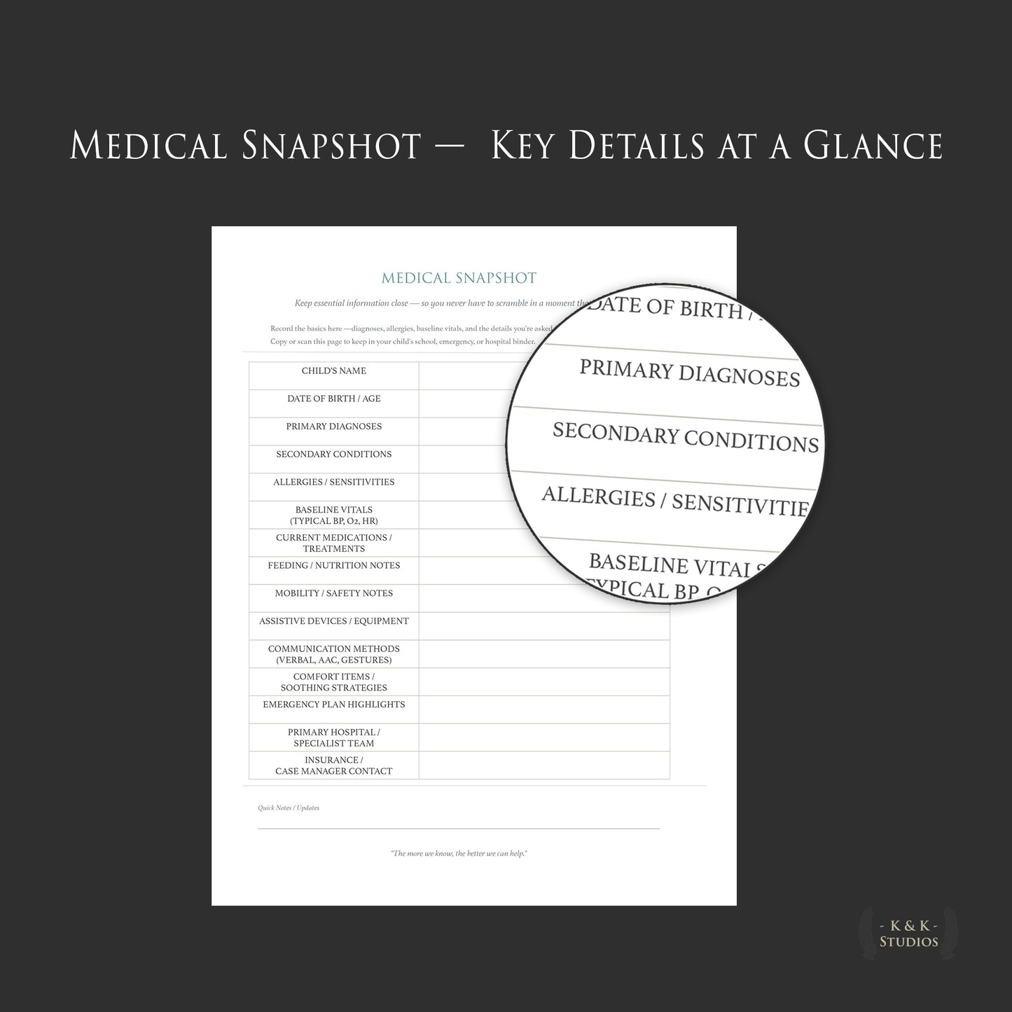 Medically Complex Kiddo Planner — Complete Caregiving System (Color + Print-Friendly PDF)