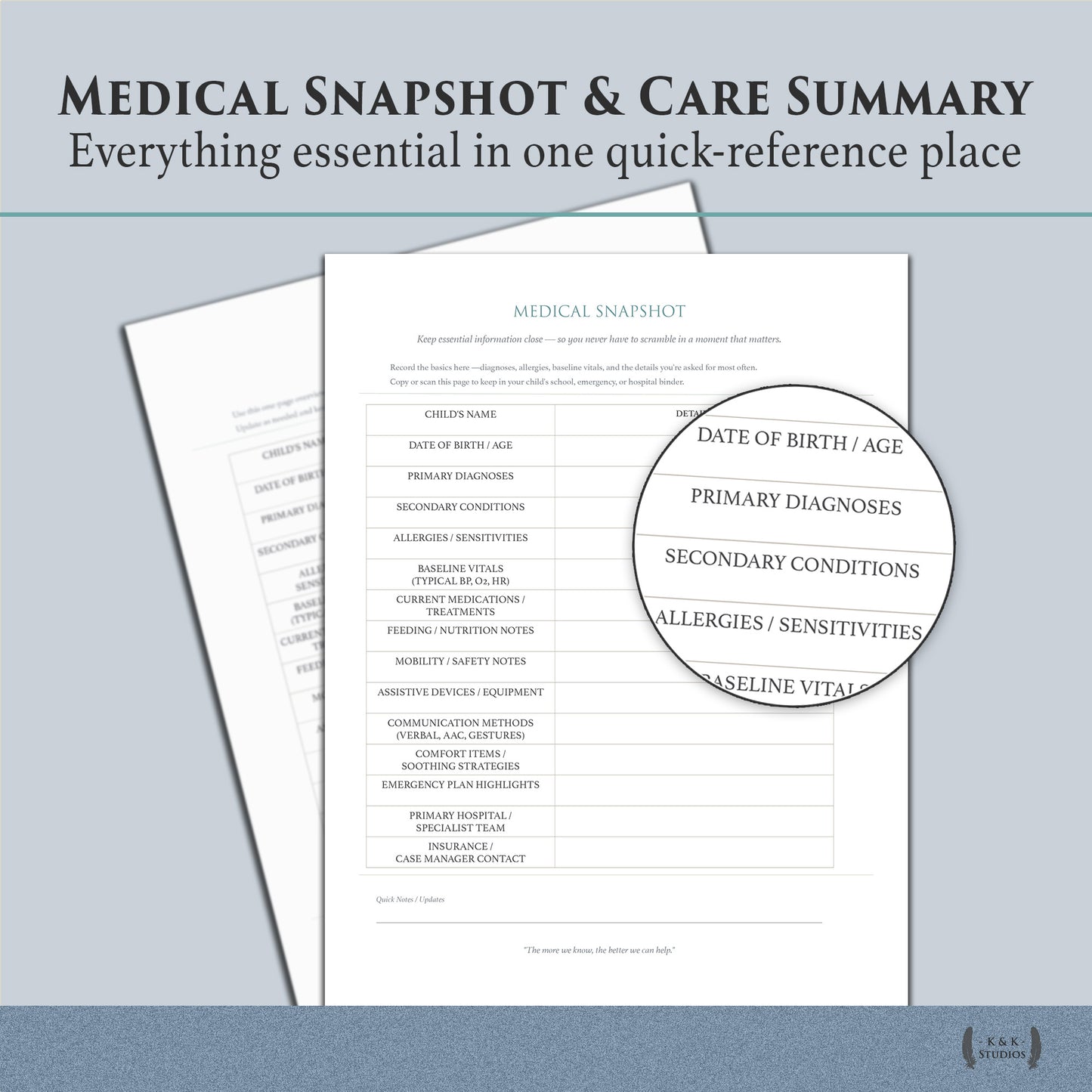 Medically Complex Kiddo Planner — Complete Caregiving System (Color + Print-Friendly PDF)