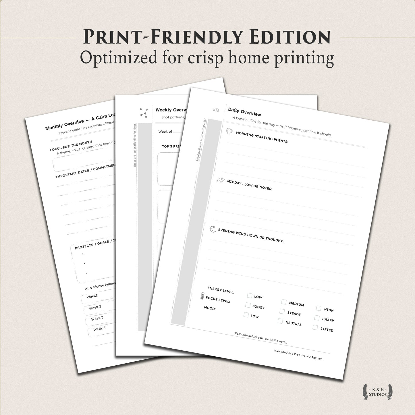 The Neurodivergent Mind Companion — Digital & Printable Planner (ND-Friendly, GoodNotes Ready)