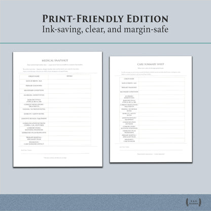 Medically Complex Kiddo Planner — Complete Caregiving System (Color + Print-Friendly PDF)