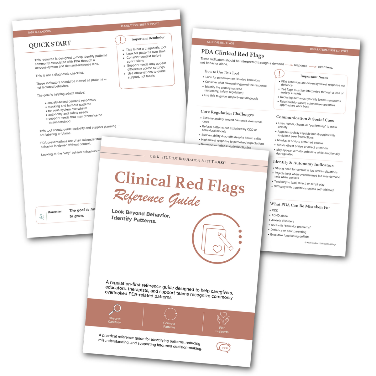 Clinical Red Flags 3 page spread to support PDA.