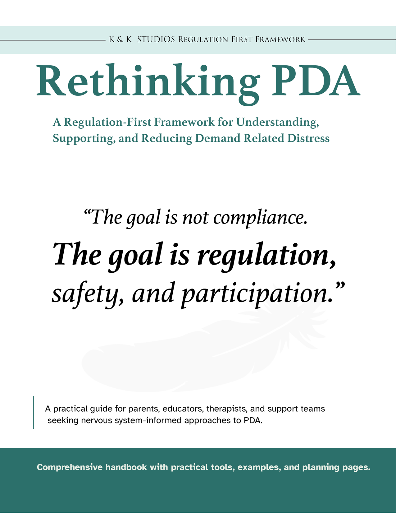 Book cover of 'Rethinking PDA' with text about regulation-first framework and goal statement.