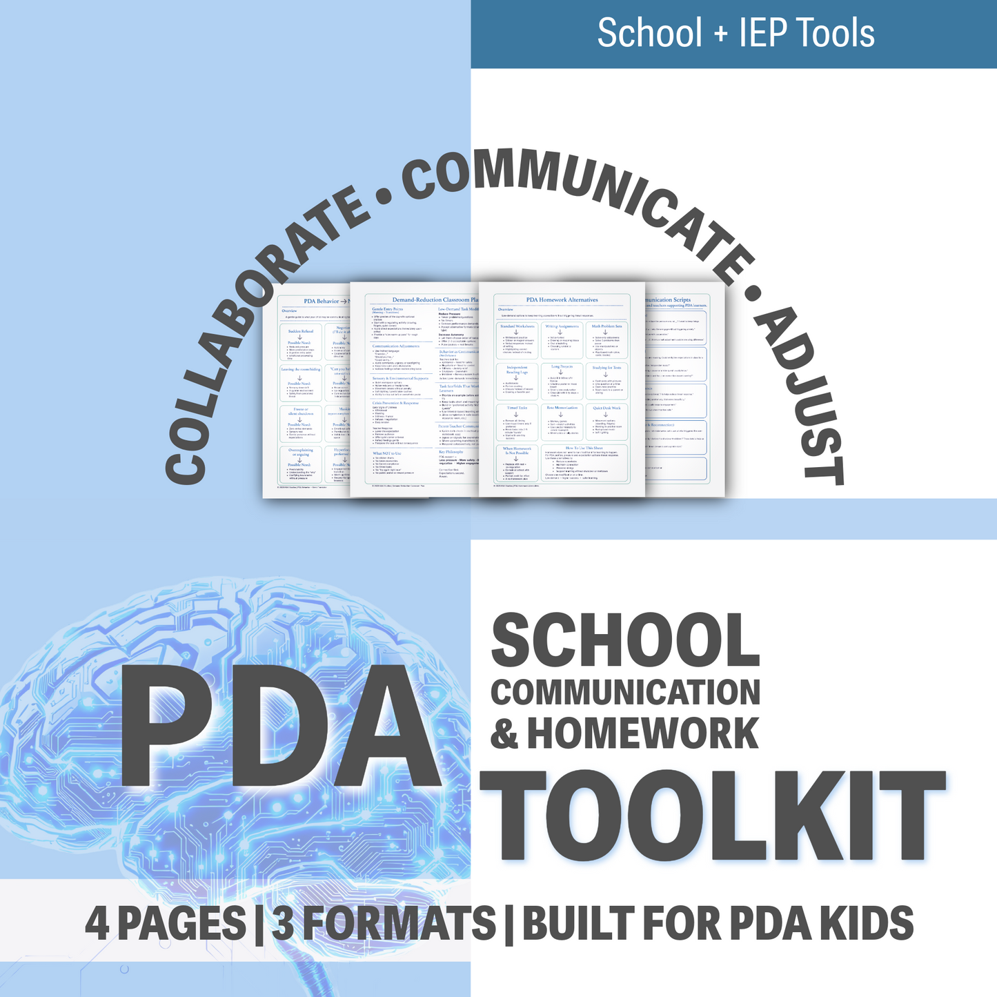 PDA School Communication & Homework Bundle | Low-Demand Supports