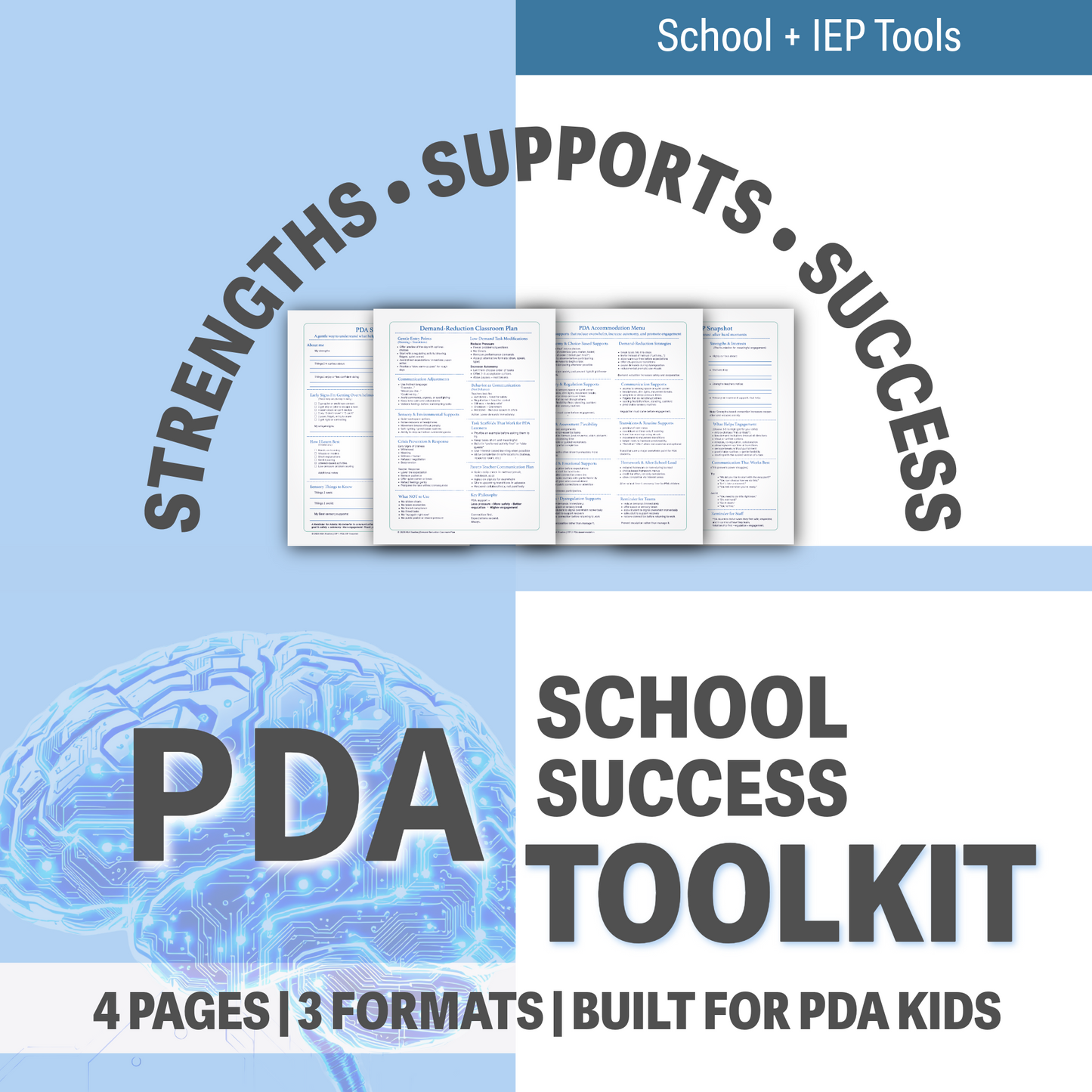 PDA School Success Bundle | IEP Snapshot, Accommodations & Supports