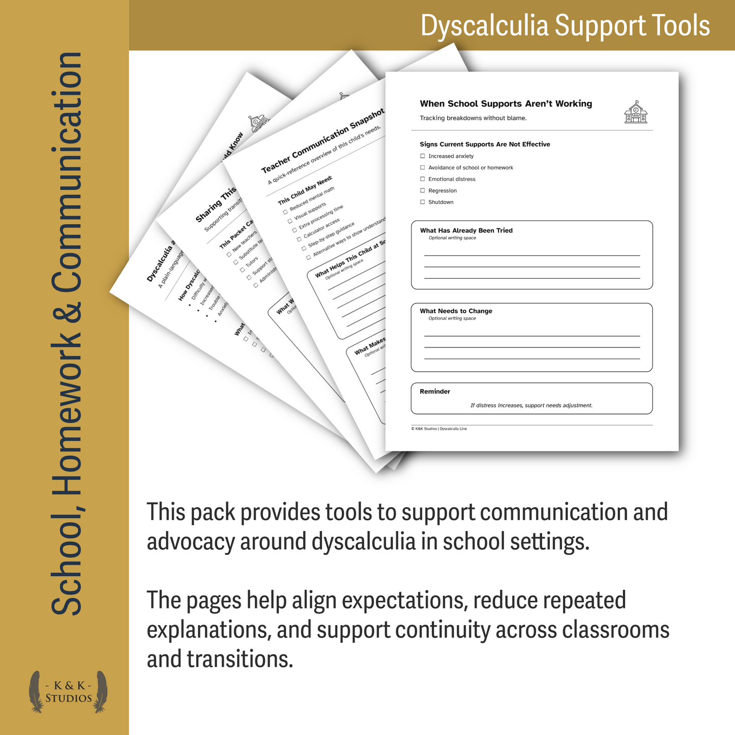Dyscalculia Mega Support Pack | Advocacy, EF, Time, Money & School Access Tools