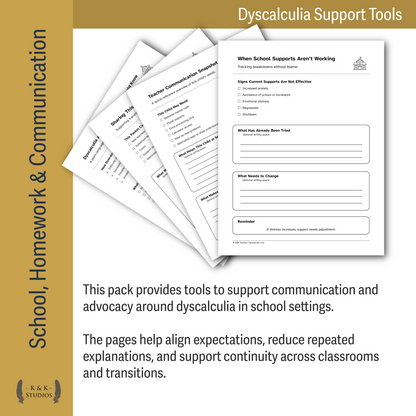 Dyscalculia Mega Support Pack | Advocacy, EF, Time, Money & School Access Tools