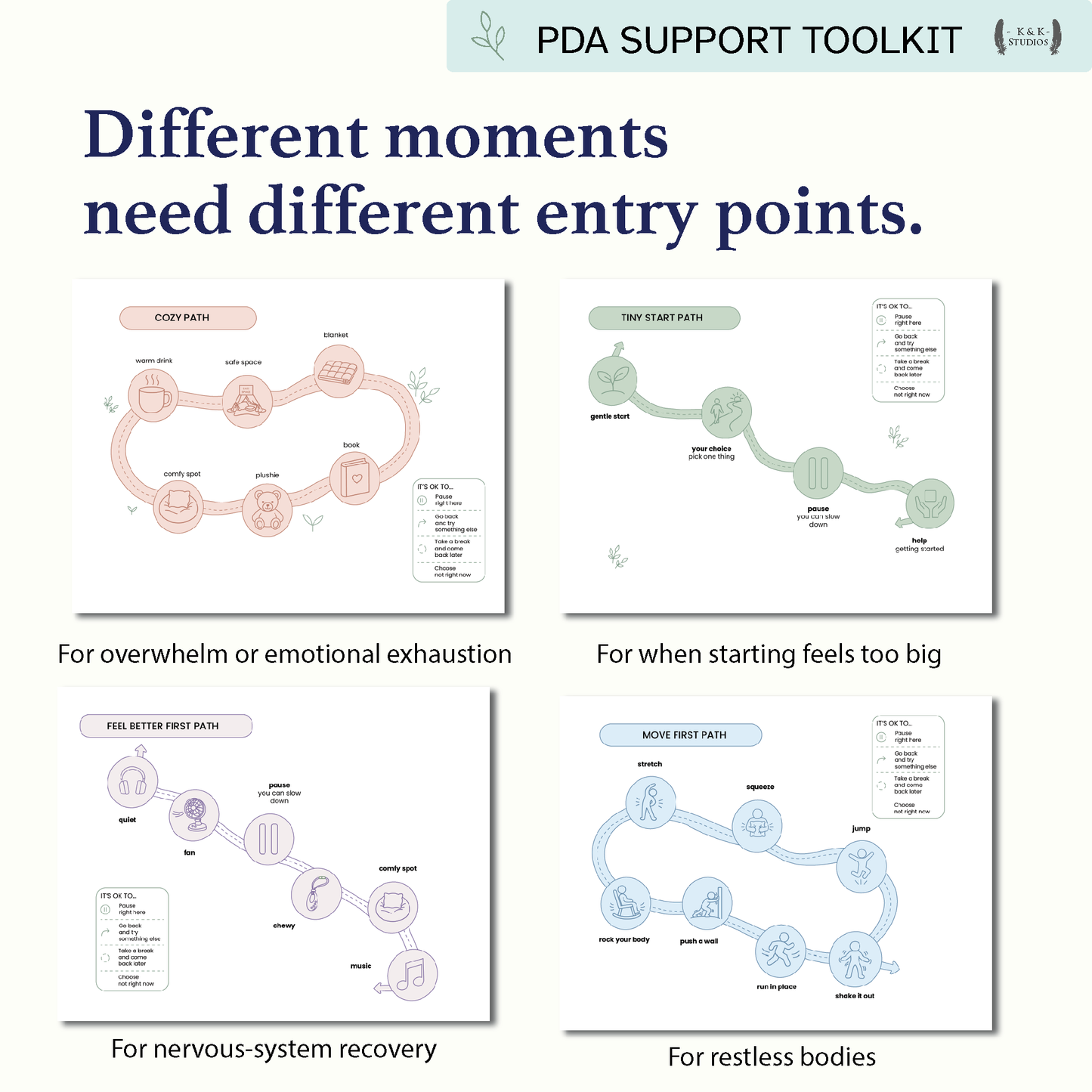 Gentle Starts & Pick Your Path | Low-Demand PDA Support Toolkit