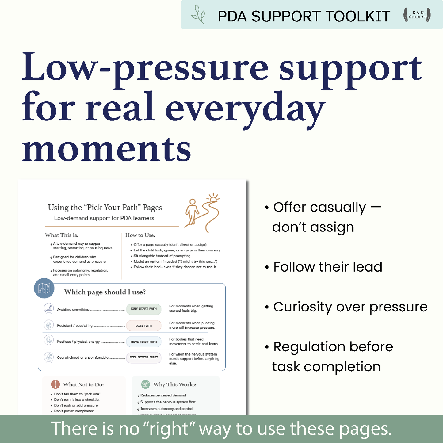 Gentle Starts & Pick Your Path | Low-Demand PDA Support Toolkit